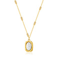 Carved Rose Oval Pendant Stainless Steel Necklace 18K Gold Plated Classic Square Pendant Beaded Chain Necklace for Women