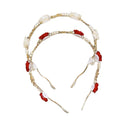 Promotion Product Vintage Rose Pearl Alloy Hair Band Headband Elegant Bridal Hair Accessories for Women