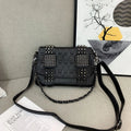 Trendy Gothic Skull Design PU Leather Messenger Bags Women's Side Bag Cool Rivets Handbags