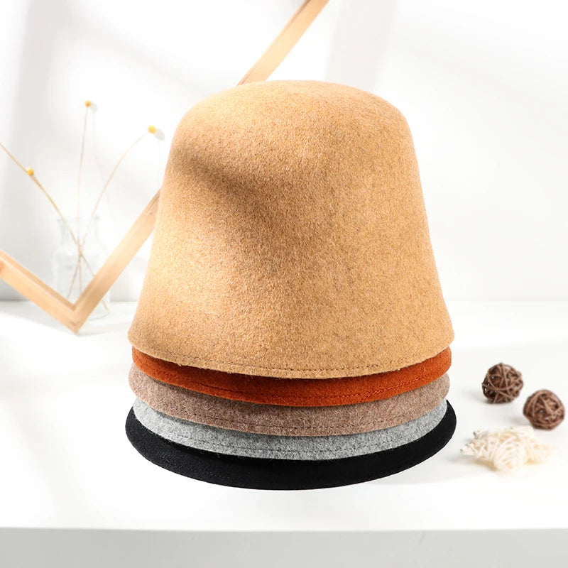 Custom Various Colors and Sizes Colourful  Wool Fisherman Hat Body Cone Top Bucket Hats