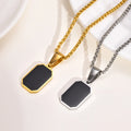 Geometric Hot Selling Square Epoxy Pendant Black Enamel Rectangle Pendant with Rope Chain Collar Gift Jewelry