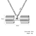 Wholesale Personalize Stainless Steel Two Colors Dumbbell Barbell Pendant Necklace Fitness Men's Sports Necklace