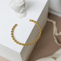 Wholesale Women Jewelry 18k Gold Plated Expandable Stackable Twisted Cable Wire Stainless Steel Open Cuff Bangle Bracelet