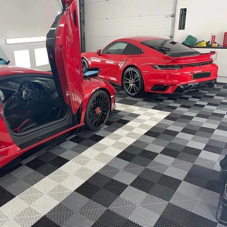 New Arrival Self-Adhesive Garage Floor Tiles 12 Colors Plastic Flooring for Car Workshop & Repair Shop Interlocking Design