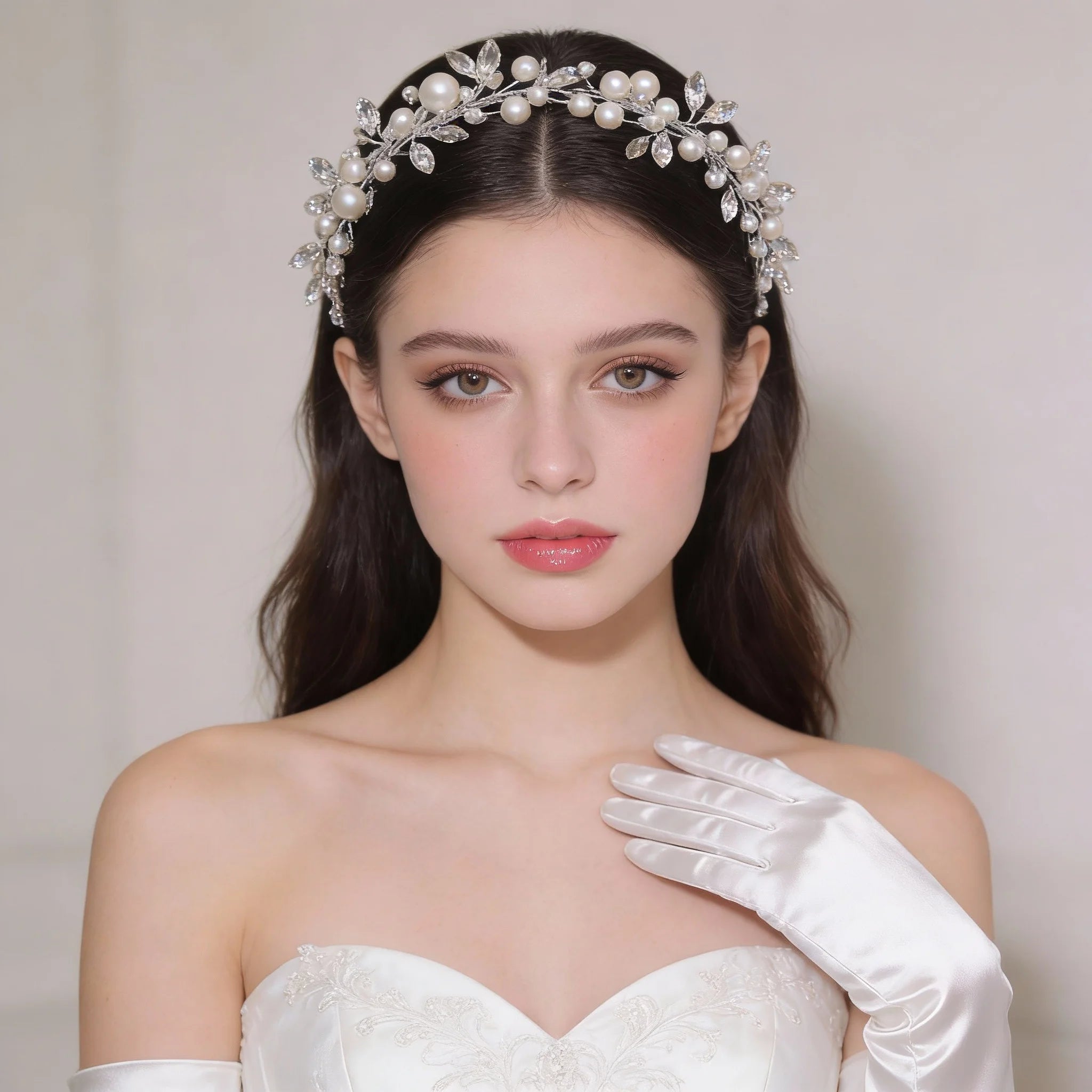 Fashion  New Handmade Big White Pearl Wedding Party Hair Accessories Elegant Pearl Bridal Hairband Headband for Long Hair