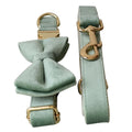 Deluxe Solid Velvet Dog Collar and Leash Set
