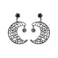 Simple 14K Gold Plated Half Moon Drop Earrings Women Hollow Carved Star Moon Stud Earrings Fashion Jewelry 2023