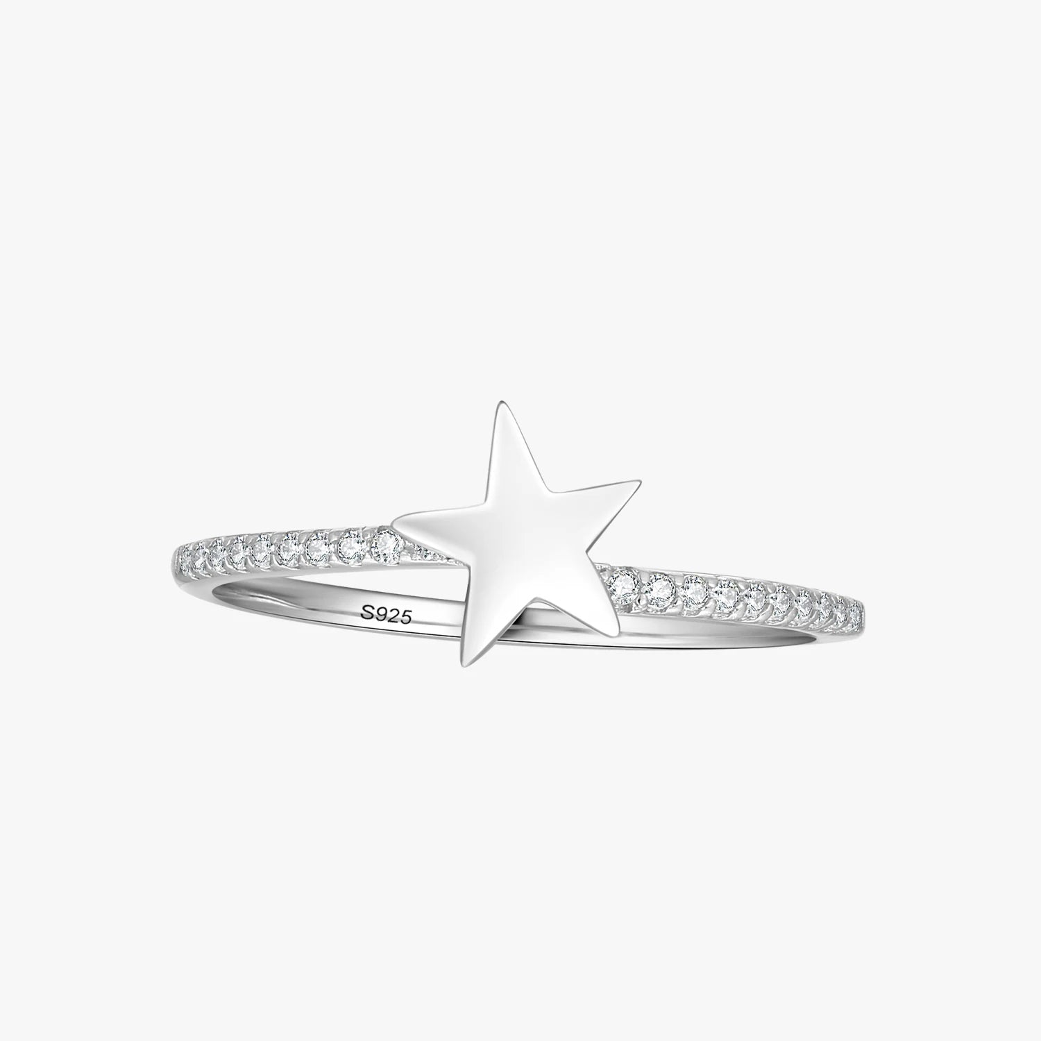 Ailmay Genuine 925 Sterling Silver Exquisite Fashion Star Clear Zircon Rings for Women Girls Anti-allergy Fine Jewelry Gifts