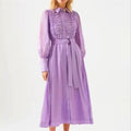 Sweet Solid Shirt Dresses 2023 Spring Fashion Elegant Pleated Tie Waist Temperament Long Dress