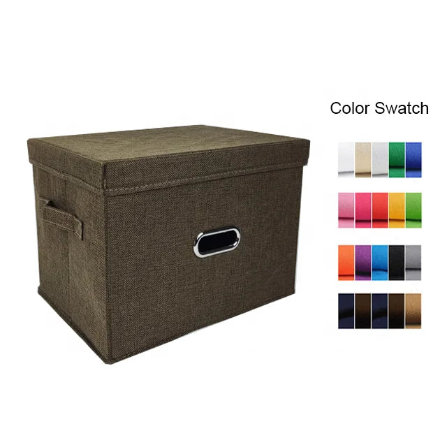 Wholesale Foldable Jute Fabric Organizer Storage Boxes Cover Multifunction Travel Box for Book Storage Light Rectangle Shape