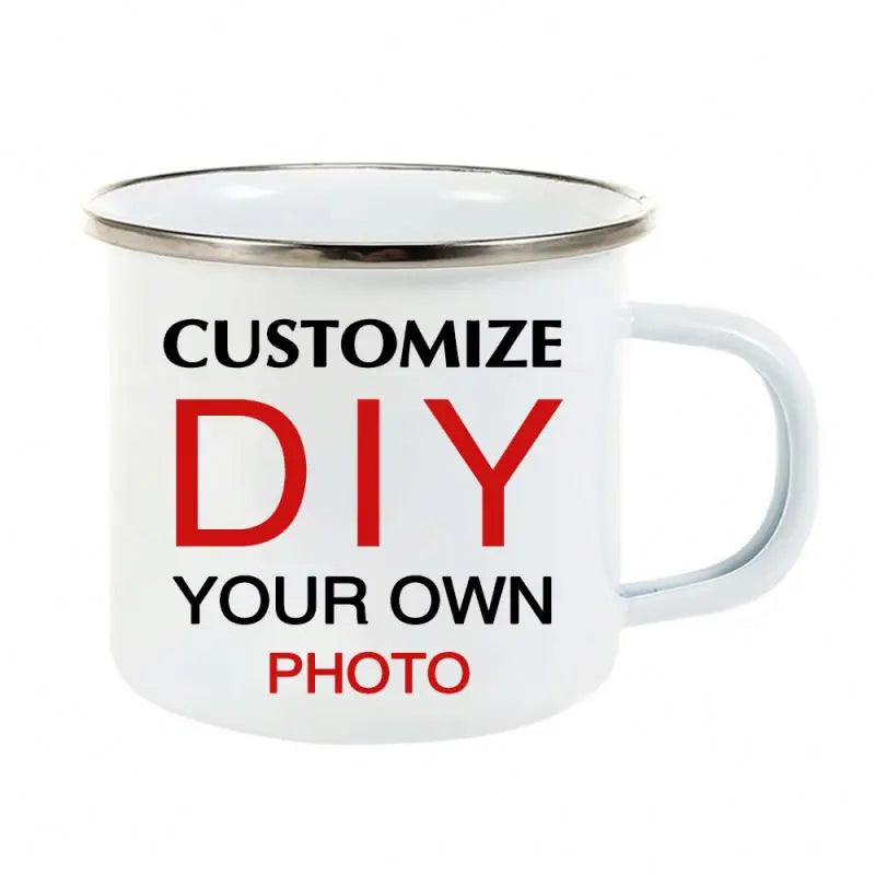 YIWU TOPEAK Customized Enamel Mug Camping Cup Travel Coffee Mug 8oz 9oz 12oz Sublimation Metal Enamel Mug