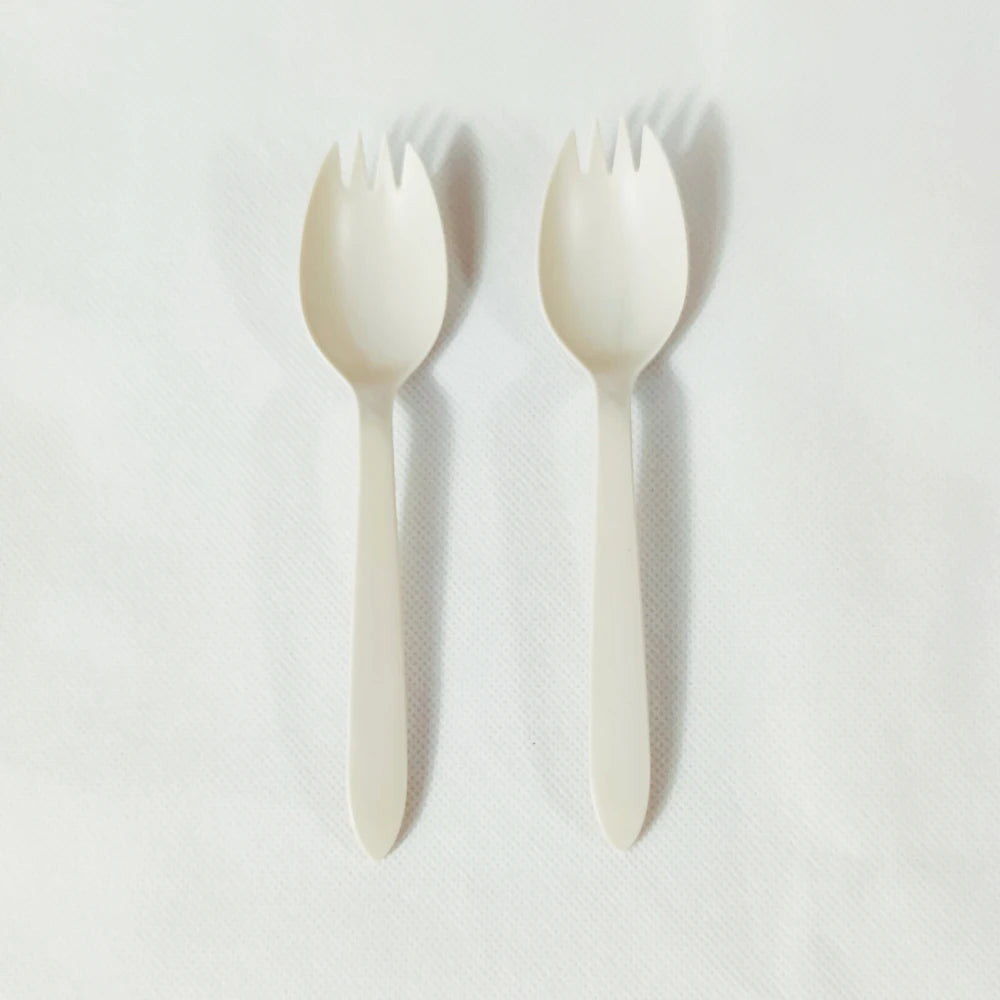Eco-friendly Disposable White Outdoor Spork Biodegradable Plastic Tea Spoon BPI Certified Giveaways