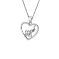 Fashion 925 Sterling Silver Diamond Elephant Animal Pendant Heart Shaped Necklace