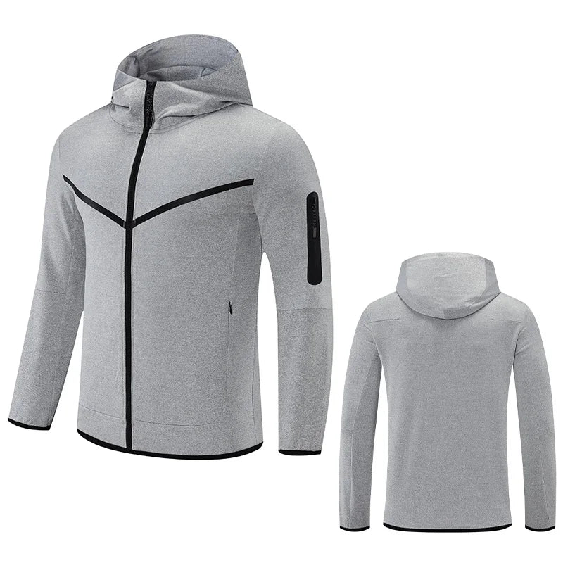 Custom Logo Polyester Winter Sport Plain Gym Zipper Running Training Jacket for Men
