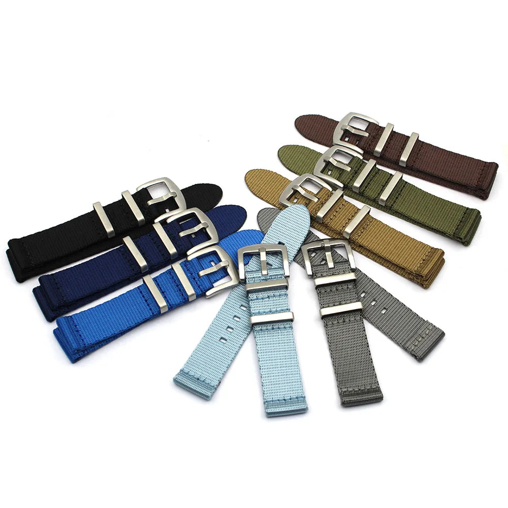 Premium Quality Two Pieces Fabric Nylon Loop Watch Strap Braided Luxury Seatbelt Nylon Watch Band for Different Watch