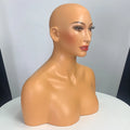 JOJO-U Realistic Mannequin Head With Shoulders for Wig Female Mannequin Head and Bust