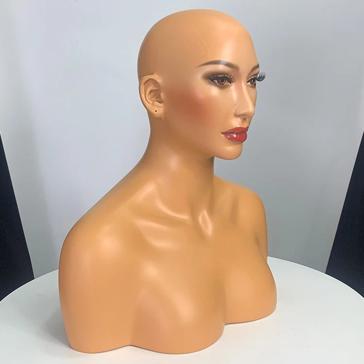 JOJO-U Realistic Mannequin Head With Shoulders for Wig Female Mannequin Head and Bust