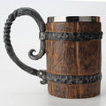 550ml Viking Drinking Cup Stainless Handmade Wood-style Double Layer Beer Mug Resin Beer Stein Tankard Coffee Mug Tea Cup