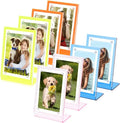 8 Pack L-Shape Acrylic Photo Frames for 2x3 Inch Instax Mini for Polaroid Prints Colorful Desk Display Stands Logo Wallet-Size