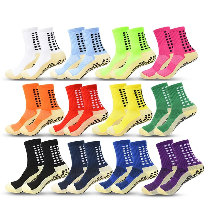 Wholesale Neon Anti-Slip Grip Soccer Socks Unisex Youth Men Anti Slip Sports Football Socks