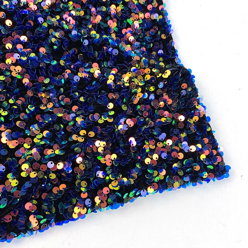 Nigeria India Glitter Sequin Fabric Manufacturers Polyester Knitting Velvet Lace Fabric Sequin Velvet Fabric