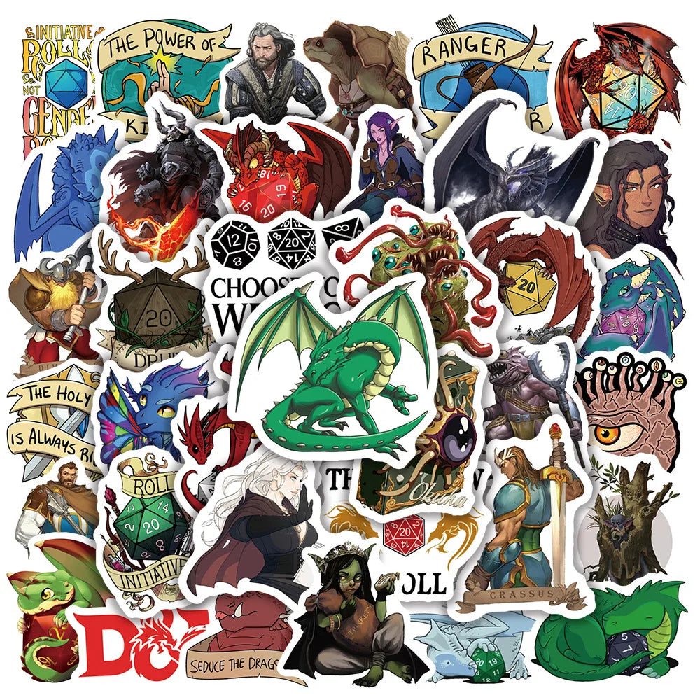50Pcs New Dungeons and Dragons Cartoon Graffiti Stickers for Laptop Car Refrigerator Vinyl Board Game Sticker