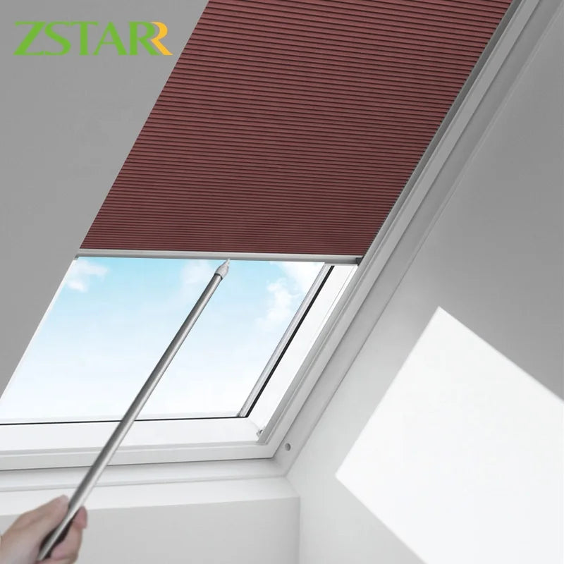 ZSTARR Custom Size Heat Resistant Motorized Honeycomb Skylight Blinds Ceiling for Roof Skylight