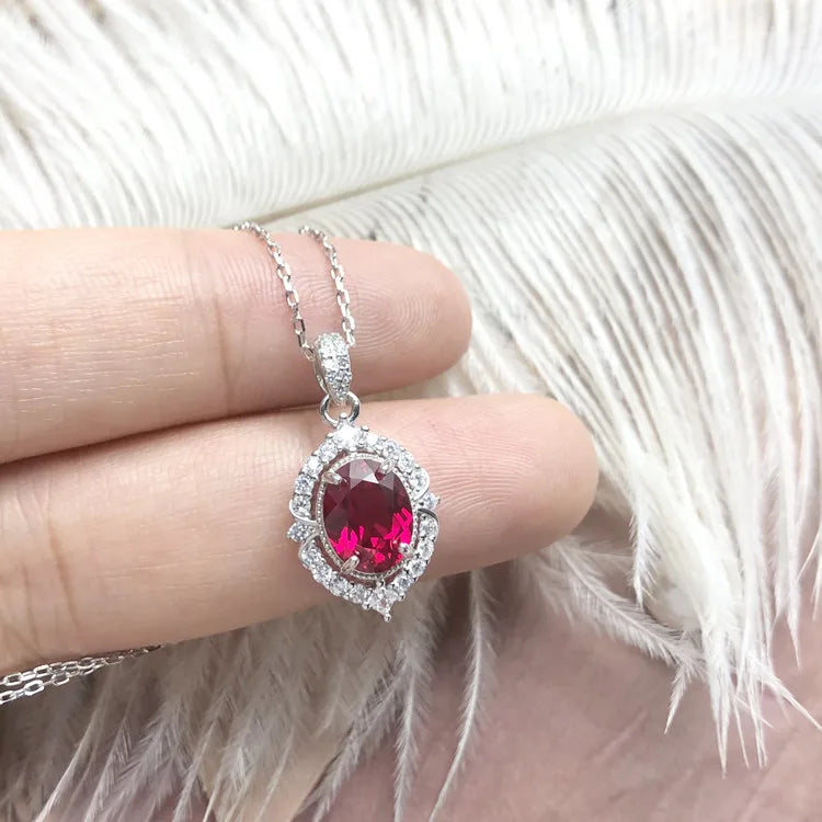 Ruby Sterling Silver Jewelry Fine Gemstone Necklaces & Pendants