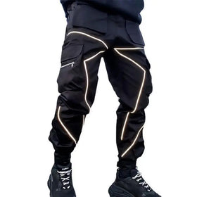 Hot Selling Men's Casual Cargo Pants with Reflective Design Elastic Waist Custom Logo Wholesale Street Wear
