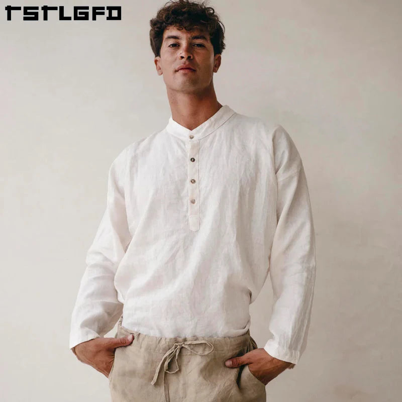 Wholesale Custom Cotton Long Sleeve Casual Shirts Formal Business Wear Pure Color Shirt for Men Men's Linen Shirt