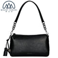Antitheft Polyester Lining Black Handmade Women's Fashion Handbags Single Strap Zipper Closure Genuine Leather Shoulder Bag