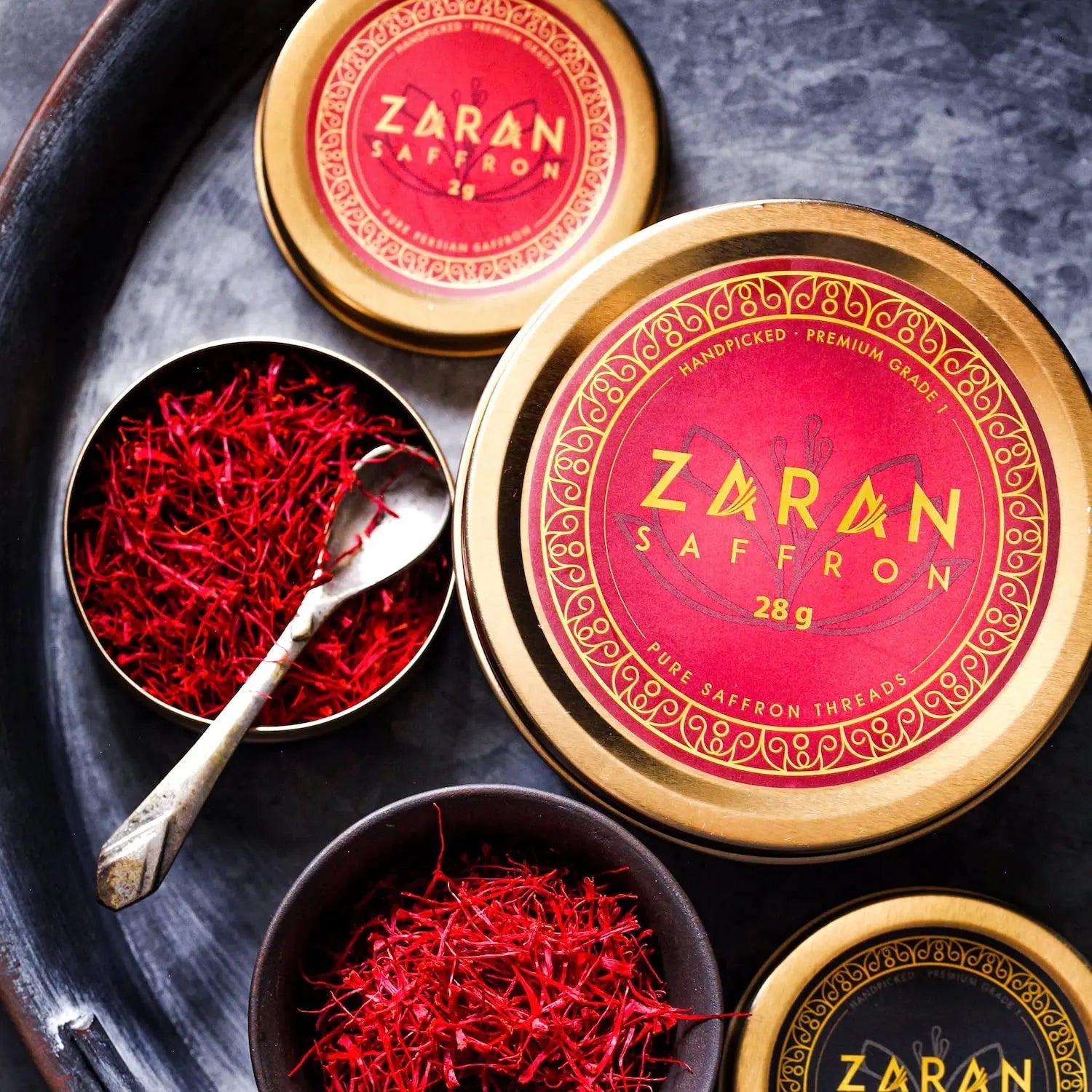 Wholesale Custom Printed Luxury Food Grade Empty Round Screw Lid Metal Saffron Packaging Tin Box