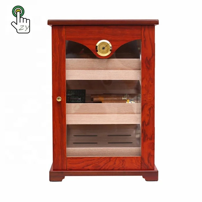 Custom Handmade Spanish Cedar Cigar Humidor Display Cabinet With Hydrometer Glass Humidor