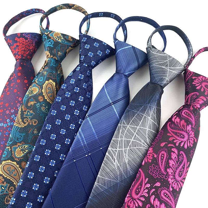 Ties Men Luxury Polyester Jacquard Woven Cheap Necktie Organizer Manufacture Zipper Tie