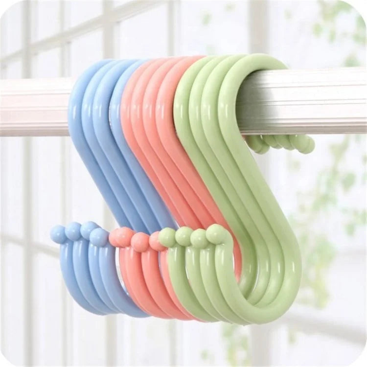 Multi-purpose S Shaped Hooks Mini Clothes Hanger Kitchenware Bathroom Wardrobe Organizers Plastic Lightweight Modern Simple