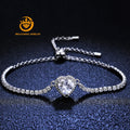 Luxury Heart Shaped Tennis Chain S925 Silver Plated White Gold Moissanite Bracelet Jewelry for Women
