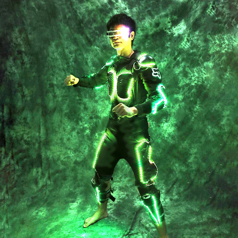 LED Suit Costumes LED Lights Luminous Laser Battle Suit Stage Dance Performance Wear Robot Costumes LED Luminous Costumes