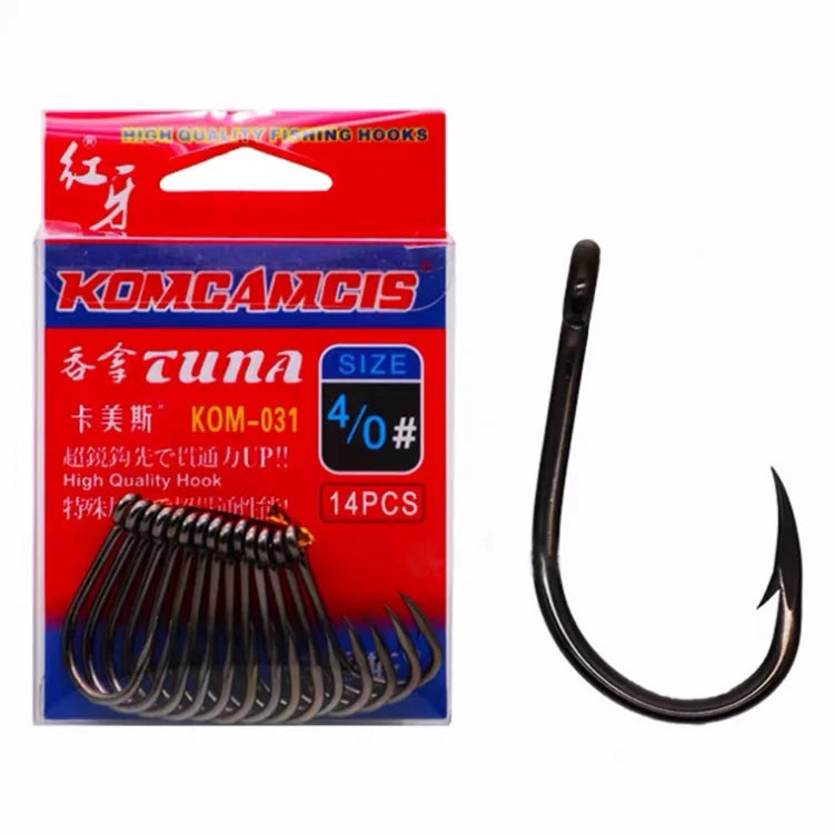KOMCAMCIS KOM-031High Strength Well Quality Tuna Fishing Hook Black High Carbon Steel for Ocean Fishing Tuna Fish