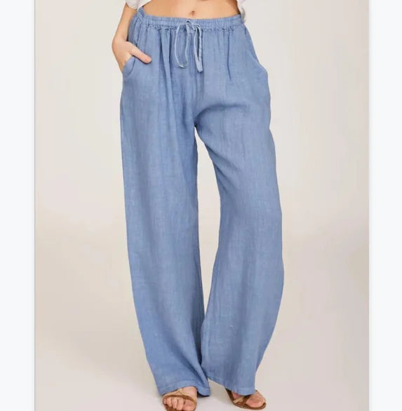 Women Clothing Casual Cotton and Linen Loose Yoga Pant Wide Leg Pants