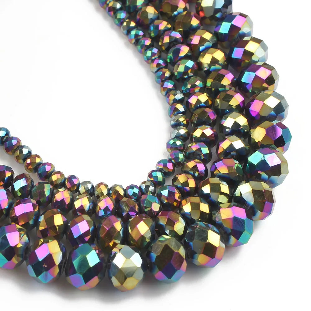 4-12MM Colorful Rondelle Faceted Crystal Glass Loose Beads for Jewelry Earrings Bracelet Accessories