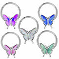 Stainless Steel Nose Ring 16g Septum Clicker Daith Earring Helix Tragus Earrings Cartilage Hoop Body Piercing Jewelry butterfly