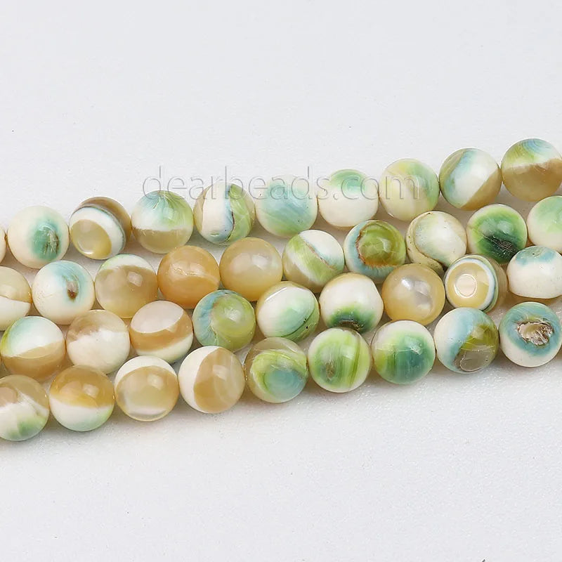 Wholesale Natural Round Green Sea Shell Beads Trochus Mother of Pearl for Jewelry Making 8mm 10mm