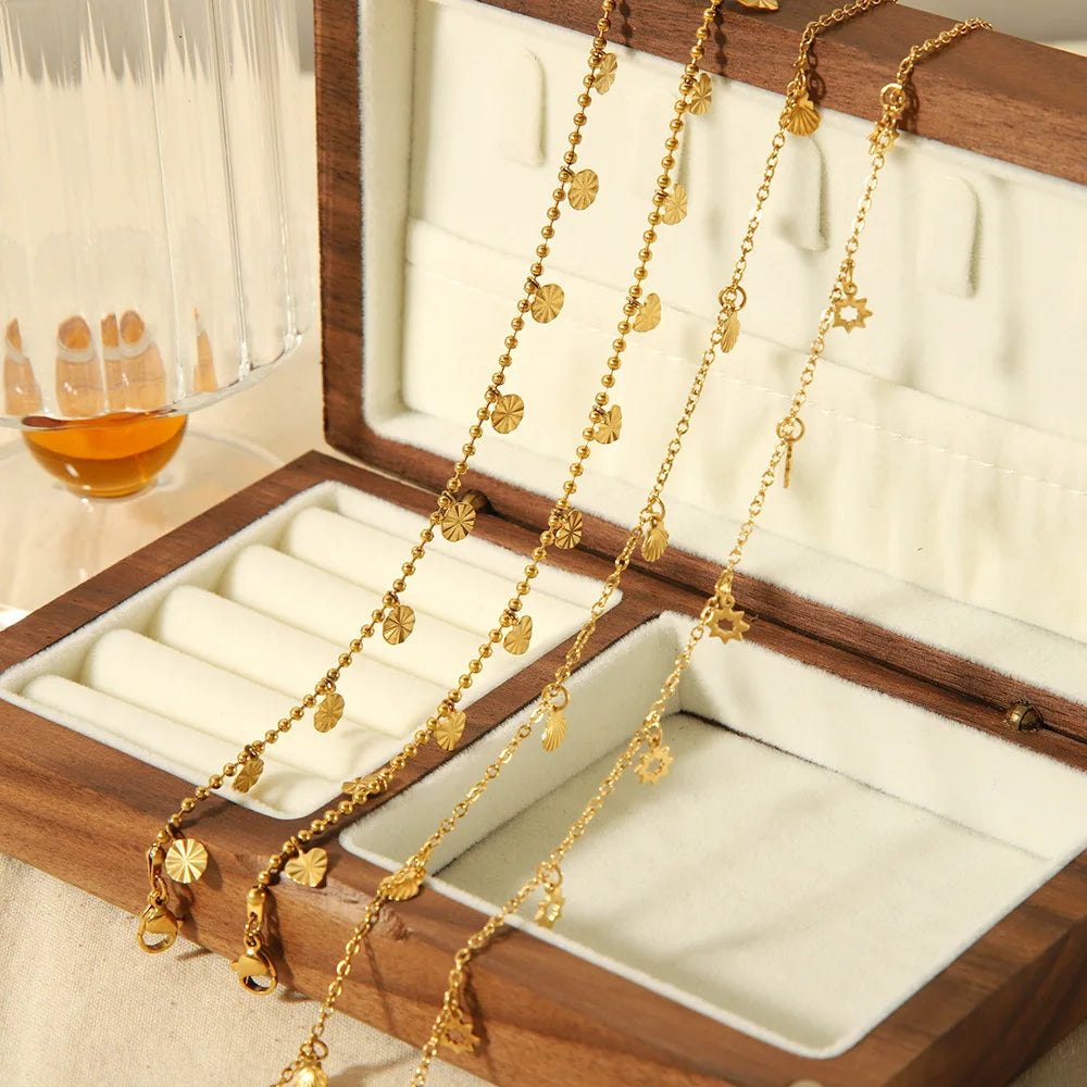 2025 New Personality Fashion Jewelry 18K Gold Stainless Steel Geometry Anklets Jewelry Chain Anklet Wholesale for Women