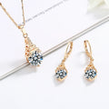 Factory Supplies Colorful Gold Plated Cz Jewellery Wholesale Cubic Zirconia Ladies Earrings Necklace Jewelry Sets