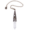 Retro Brass 12 Faceted Prism Chakra Witch Dowsing Pendulum Gemstone Quartz Point Healing Crystal Reiki Pendant Divination