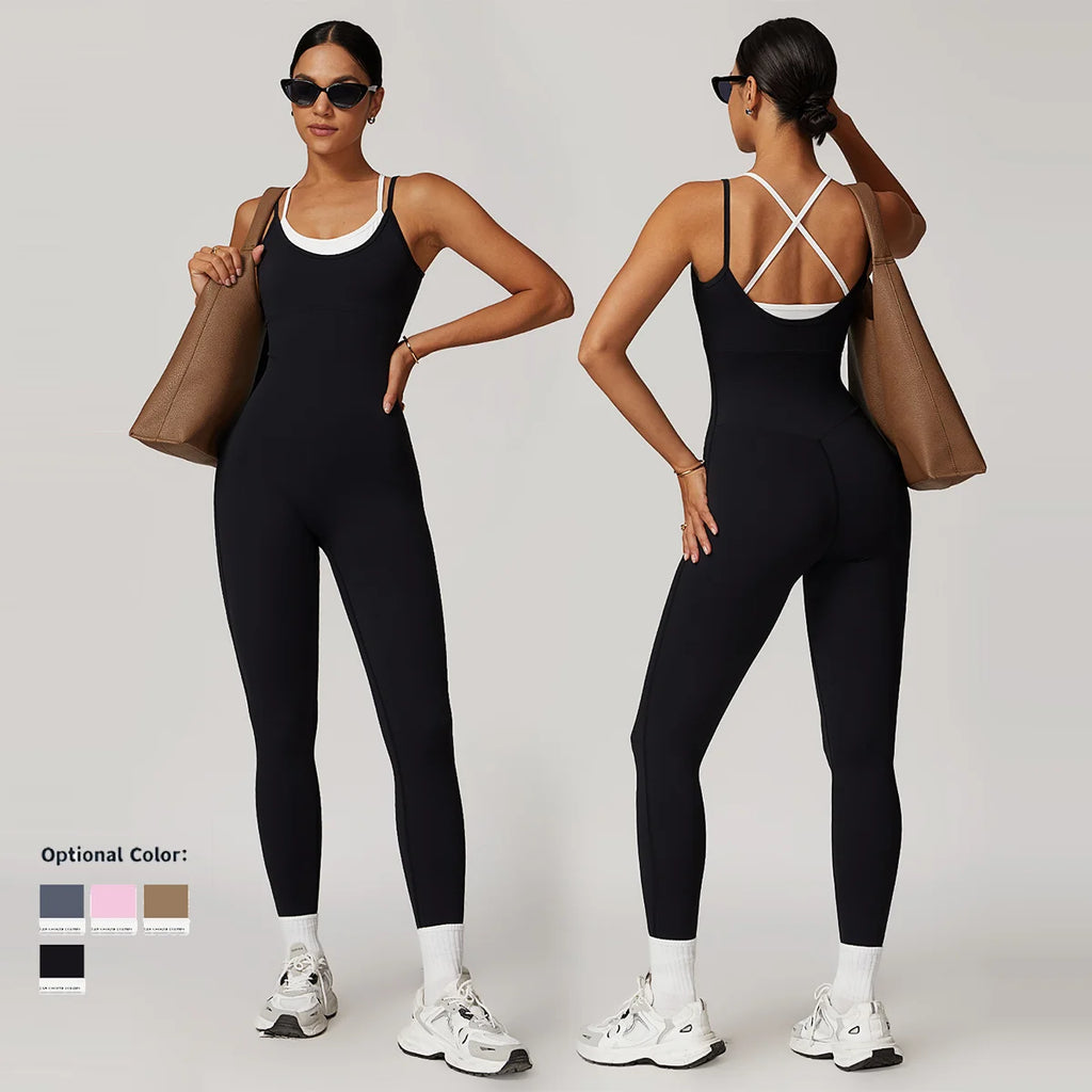 Custom Logo Gym Fitness Women Jumpsuits Athletic Wear Onesie Work Out Clothing Women One Piece Gym Bodysuits