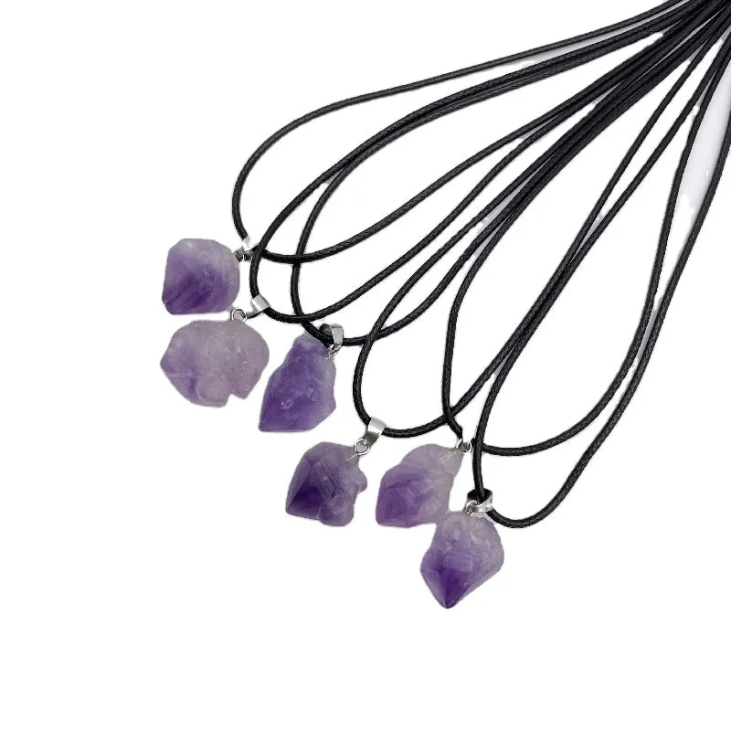 Wholesale Rough Purple Amethyst Flower Necklace Healing Crystal Jewelry for Woman