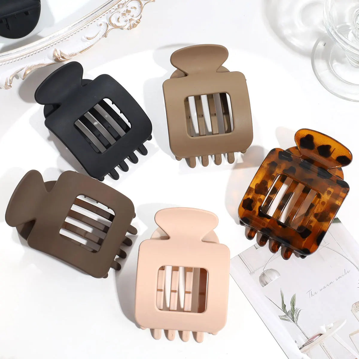 Solid Color Simple square Frosted Hair Clip Back of the Head Curly Hair Elegant and Versatile Duckbeak Clip Hair Accessory