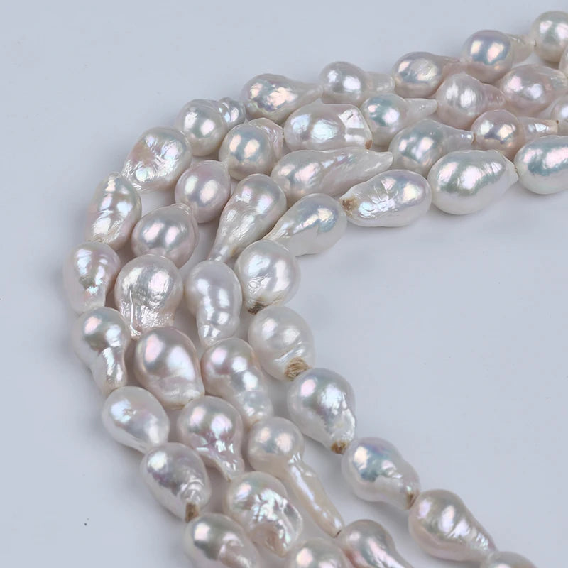 Zhuji AAA Grade 11-14mm Natural White Freshwater Baroque Shape Pearl Third Party Certified for Jewelry Making