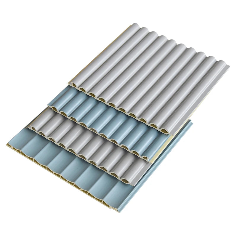Modern Minimalist 3D WPC Wall Panel Sample Bamboo Wood Fiber Curved Grille Moisture-Proof Damask PVC Fluted Panels Sample